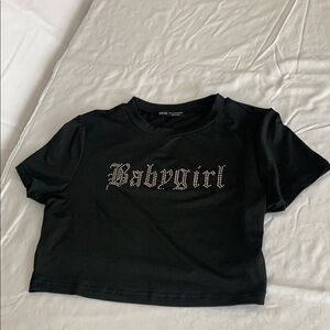 SHEIN Black Short Sleeve Tee with Gothic Print